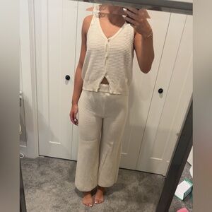 Sincerely Jules Cream Knit Two-Piece Jumpsuit Vest